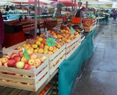 fruits on Market in Ljubljana, apples and other