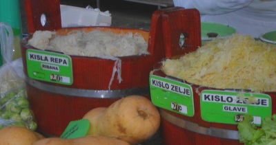 Sauerkraut on market in Ljubljana