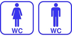 Toilette sign in Slovenia, men and women